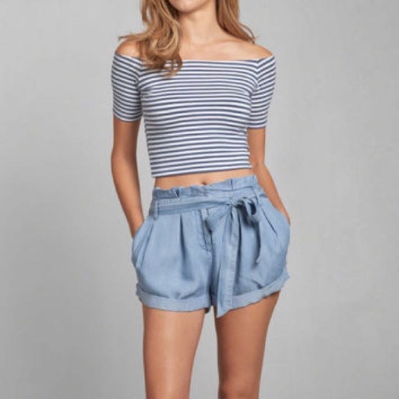 Abercrombie & Fitch White Bardot Off Shoulder Soft & Stretchy Top Blouse - Picture 8 of 8